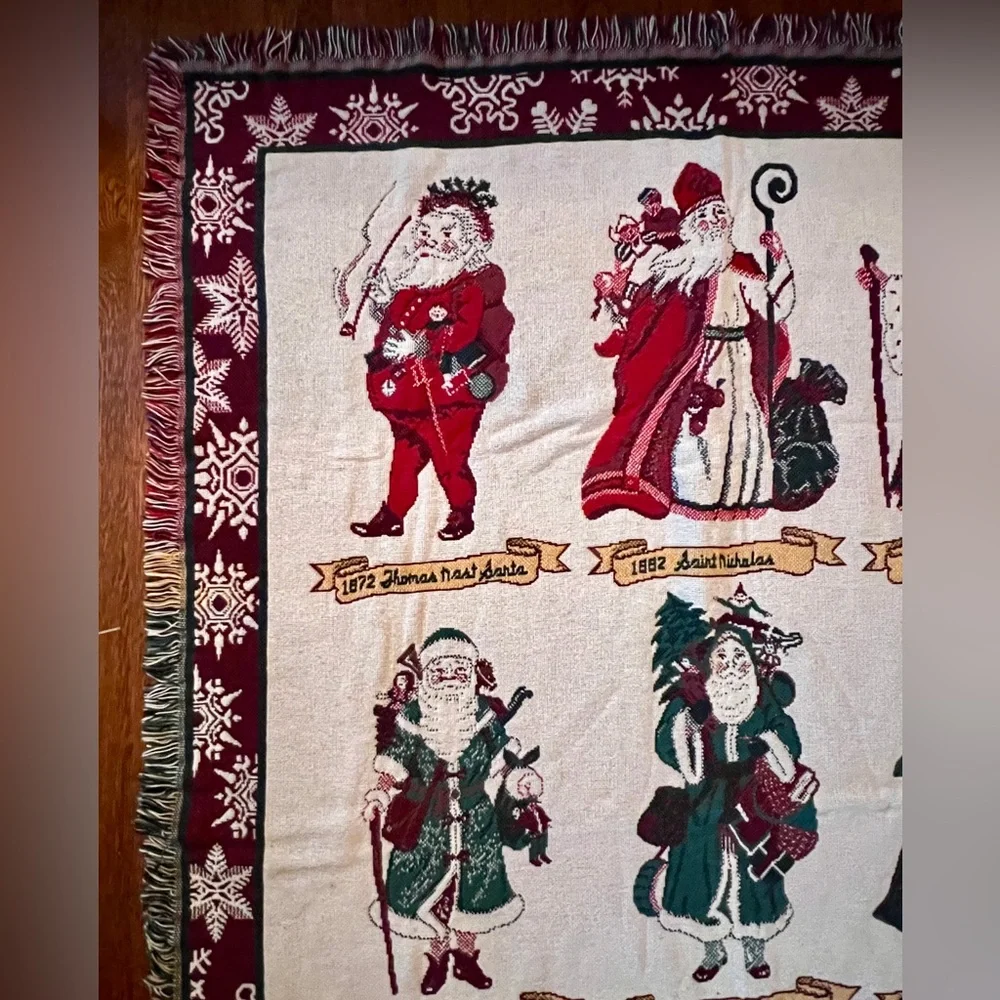 Goodwin Weavers 100% Cotton Santa Through the Ages Holiday Throw Blanket 68x46”